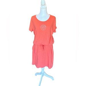 Life is Good Short Sleeve Textured Slub Dress Positive Rising Sun Womens Med